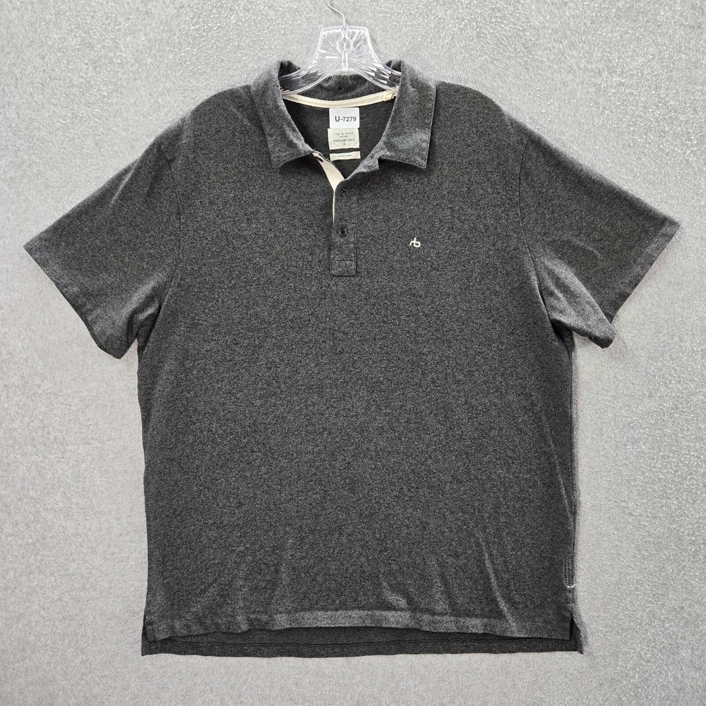 Rag & Bone Men Polo Shirt XL‎ Gray Standard Issue Logo Cotton Polyester Pullover